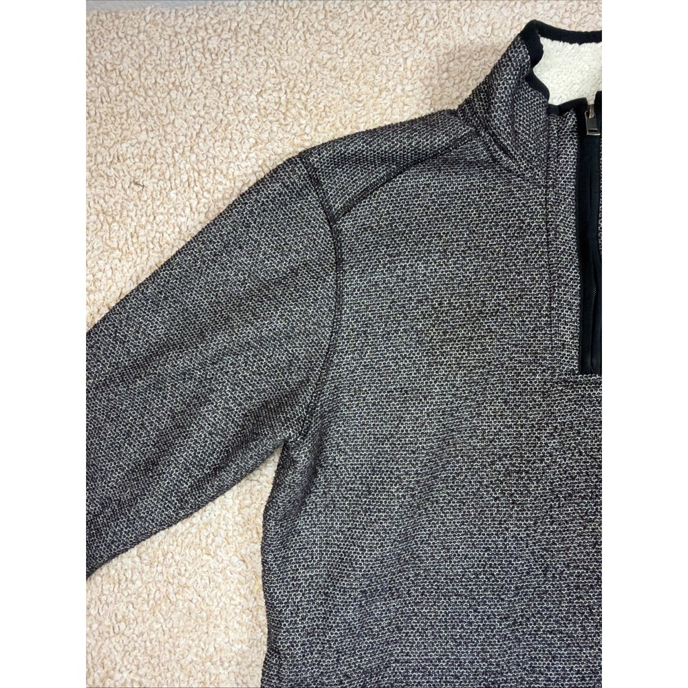 Orvis Men's 1/4 Zip Sherpa Fleece Lined Pullover Sweatshirt Men's L Black White - Picture 6 of 11